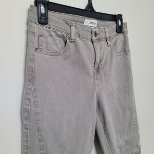 Pistola Jeans Women's 28 Gray Distressed Skinny Ankle Zip Denim Stretch Pants